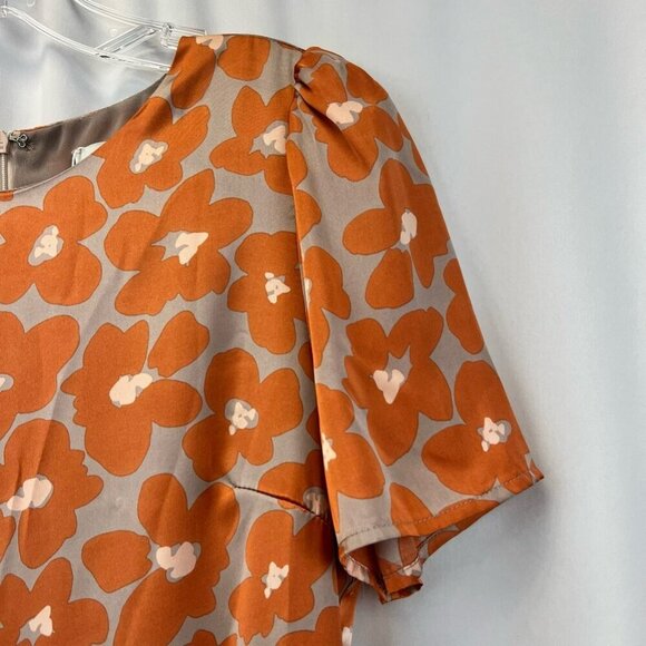 Dress Forum Womens Shift Dress Multicolor Floral Ruffle Hem Puff Sleeve Mini S - Picture 7 of 11